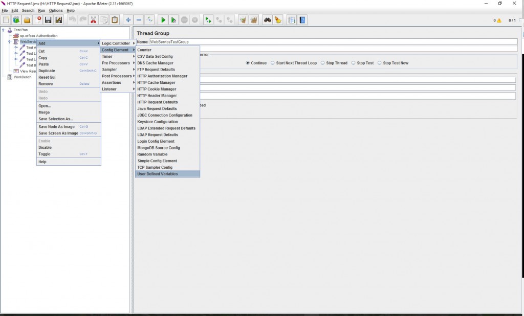 Right click, Add -> Config Element -> User Defined Variables